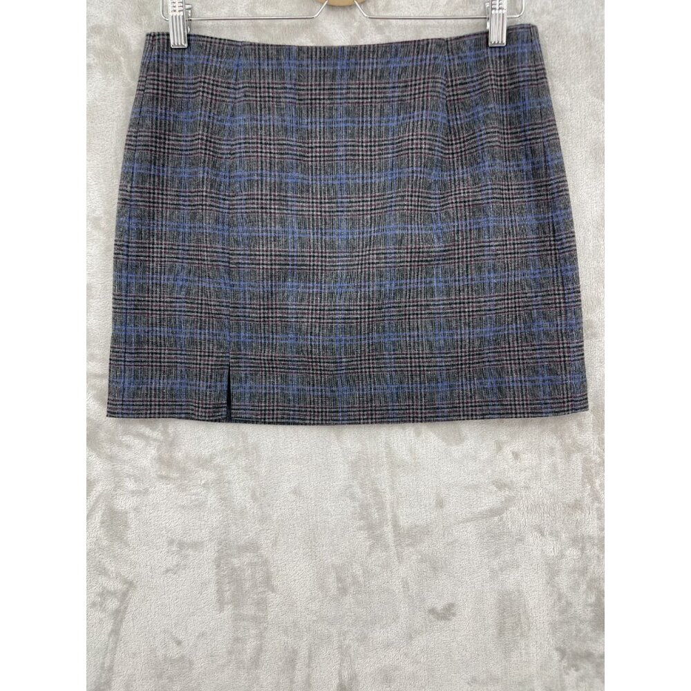 Madewell Wool Blend Mini Skirt Kyle Mini Glen Plaid Academia Gray Blue